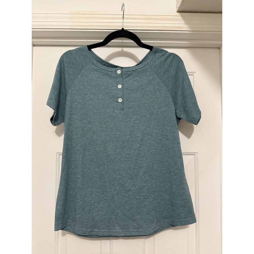 Ekouaer Women Green Short Sleeve Pajama Top Henley S